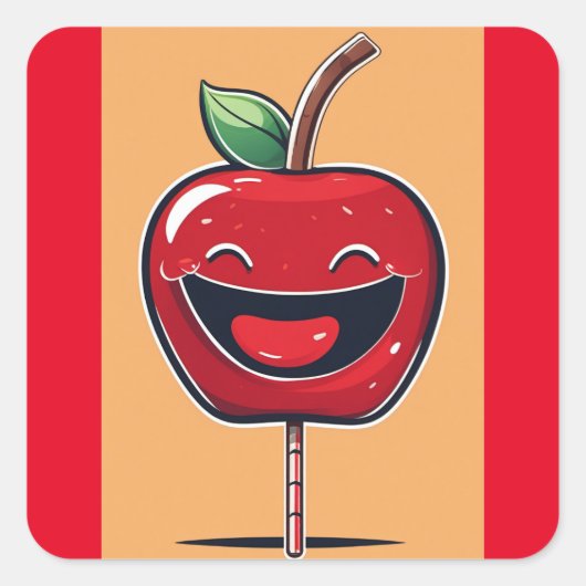 リンゴユーモアのある スクエアシール (正面)