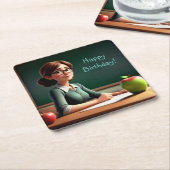 リンゴ先生誕生日 スクエアペーパーコースター (アングル)