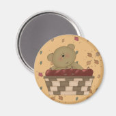 リンゴ収穫テディベア マグネット (正面/裏面)