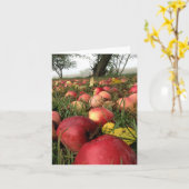 リンゴ園のメッセージカードの秋の朝 カード (黄色い花)