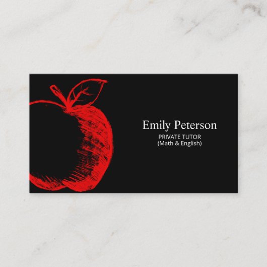 リンゴ手描き |黒 名刺 (正面)
