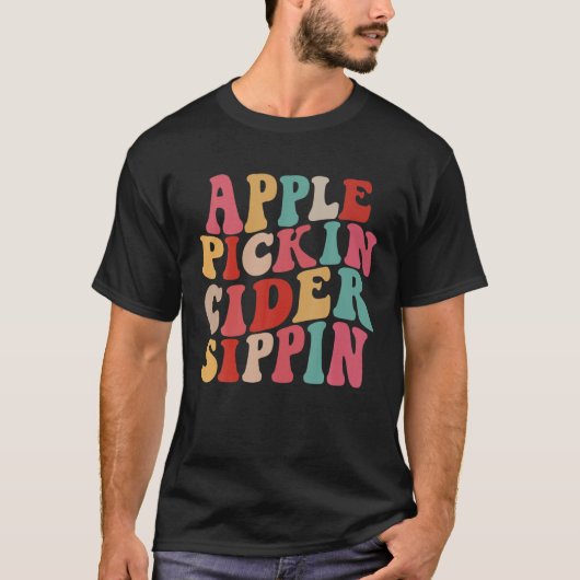 リンゴ摘みクルーApple Harvest Season Apple Pick Tシャツ (正面)