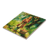 リンゴ果樹園の少女 タイル (側面)