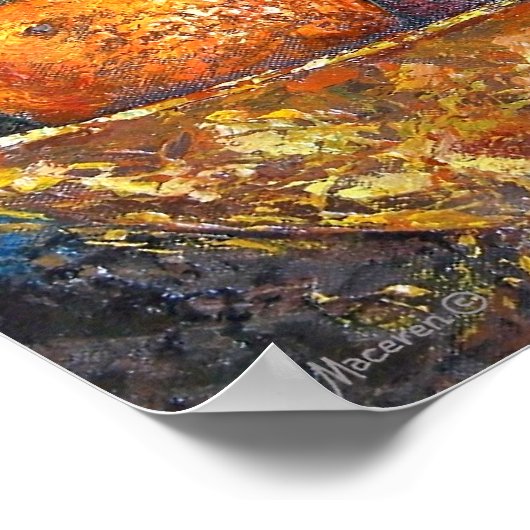 リンゴ梨ボウルの果実はまだライフアート絵画の ポスター (角)