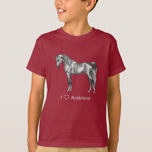 リンゴ灰色エジプトのアラビア馬 Tシャツ (正面)