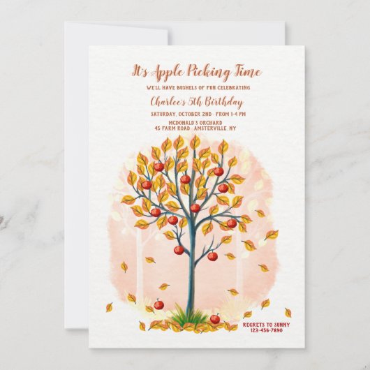 リンゴ狩りの季節 招待状 (正面)