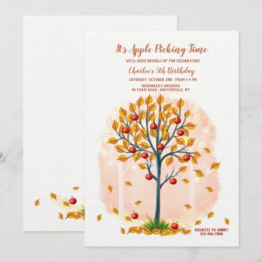 リンゴ狩りの季節 招待状 (正面/裏面)