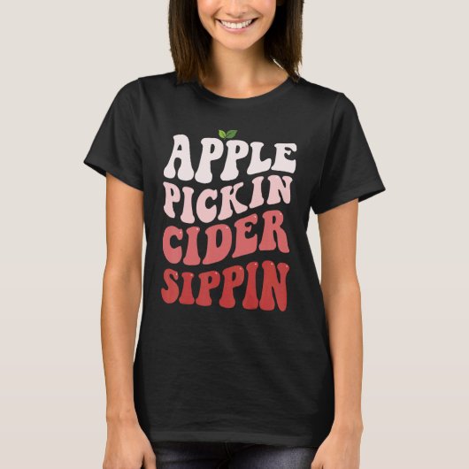 リンゴ狩り シードル 飲み リンゴ収穫 Tシャツ (正面)