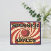 リンゴ用ヴィンテージラベルプリント付き葉書 ポストカード (スタンド正面)