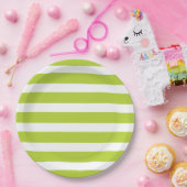 リンゴ緑と白ストライプ色 ペーパープレート (パーティー)