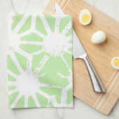 リンゴ緑の幾何学的パターン キッチンタオル (四つ折り)