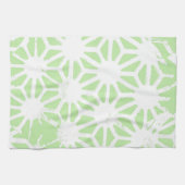 リンゴ緑の幾何学的パターン キッチンタオル (横)