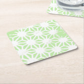 リンゴ緑の幾何学的パターン スクエアペーパーコースター (アングル)