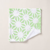 リンゴ緑の幾何学的パターン バスタオルセット (ウォッシュタオル)