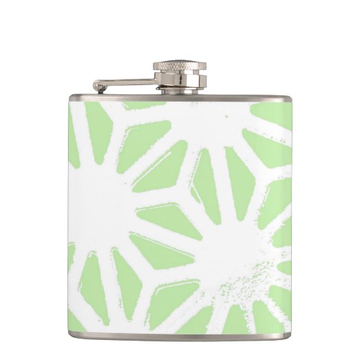 リンゴ緑の幾何学的パターン フラスク (正面)