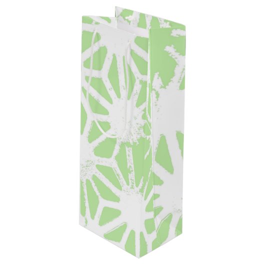 リンゴ緑の幾何学的パターン ワインギフトバッグ (正面アングル)