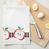 リンゴ縁ど キッチンタオル (四つ折り)