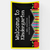 リンゴ色の幼稚園の鉛筆へようこそ 横断幕 (縦)