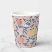 リンゴ花柄コーラルピンク 紙コップ (正面)