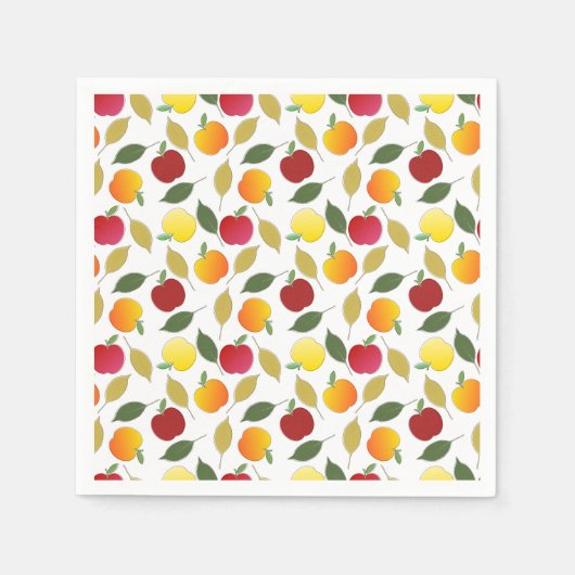 リンゴ葉と スタンダードカクテルナプキン (正面)