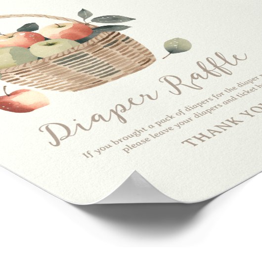 リンゴ赤ちゃんシャワーおむつラッフルサイン ポスター (角)