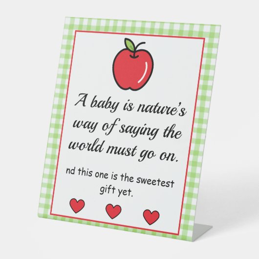 リンゴ赤ちゃんシャワー台座看板 台座サイン (正面)
