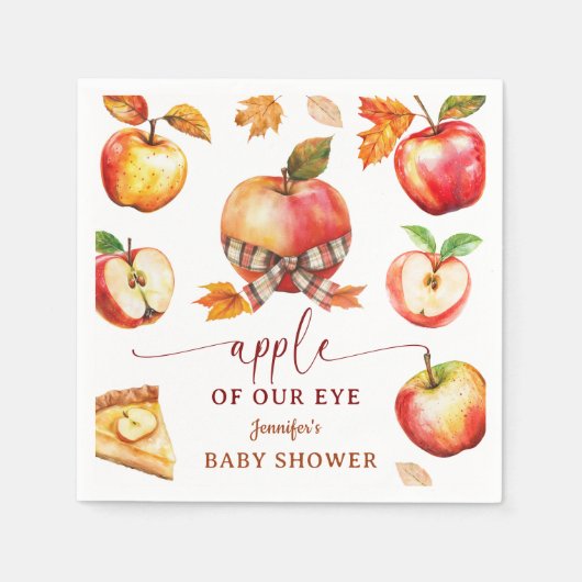 リンゴ赤ちゃんシャワ男女兼用ーペーパーナプキン スタンダードカクテルナプキン (正面)