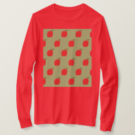 リンゴ長袖Tシャツ(Sage Green & Red) Tシャツ