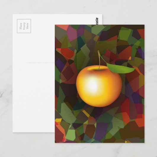 リンゴ3-d ポストカード (正面/裏面)