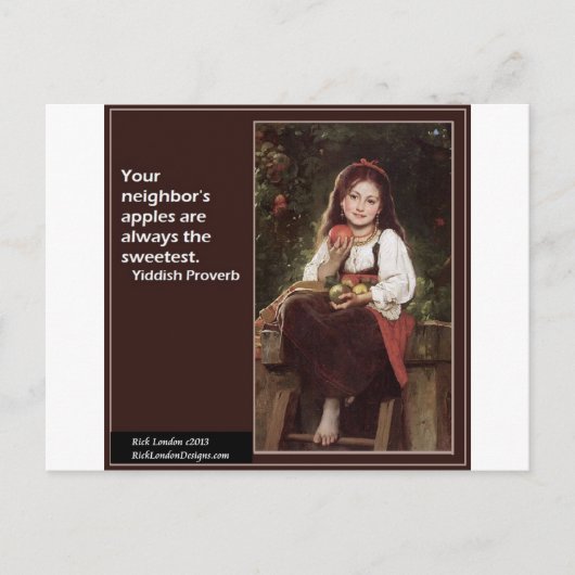 リンゴ&グラフィックに関するYiddishことわざ ポストカード (正面)