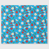 リンゴ、シナモン、スターアニス秋シームレ鮮やかス ラッピングペーパー (フラット)