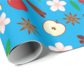 リンゴ、シナモン、スターアニス秋シームレ鮮やかス ラッピングペーパー (ロールコーナー)