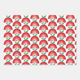 リンゴ，スイカ，パイナップルフルーツ虹 ラッピングペーパーシート