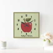 リンゴ スクエア壁時計 (ホーム)