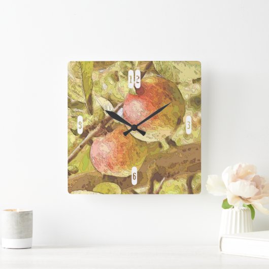 リンゴ スクエア壁時計 (ホーム)