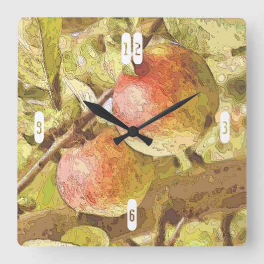 リンゴ スクエア壁時計 (正面)