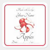 [リンゴ]：ステッカーとラベルを編集可能に保持 スクエアシール (正面)