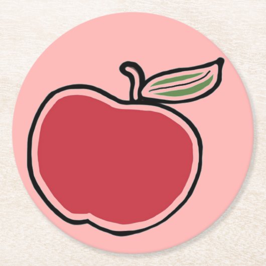 リンゴ ラウンドペーパーコースター (正面)