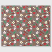 リンゴ、花、シナモンシームレス感謝祭 ラッピングペーパー (フラット)