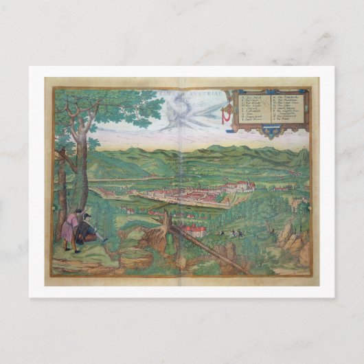 リンスの地図， 'Civitates Orbis Terrarum'よりGe ポストカード (正面)