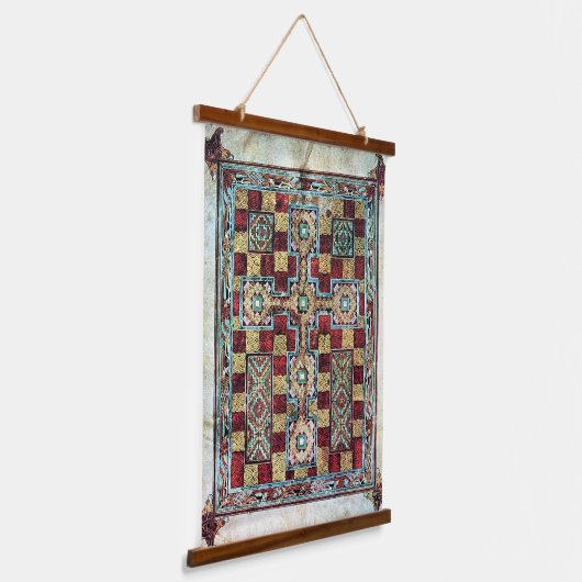 リンスファーン・ゴスペル図解入りの、写真付きのズ原稿 吊り下げ型タペストリー (傾斜あり)