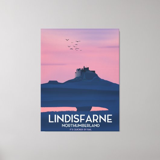 リンスファーンNorthumberland城旅行ポスター。 キャンバスプリント (正面)