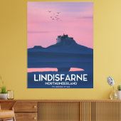 リンスファーンNorthumberland城旅行ポスター。 キャンバスプリント (インサイチュ (リビング))
