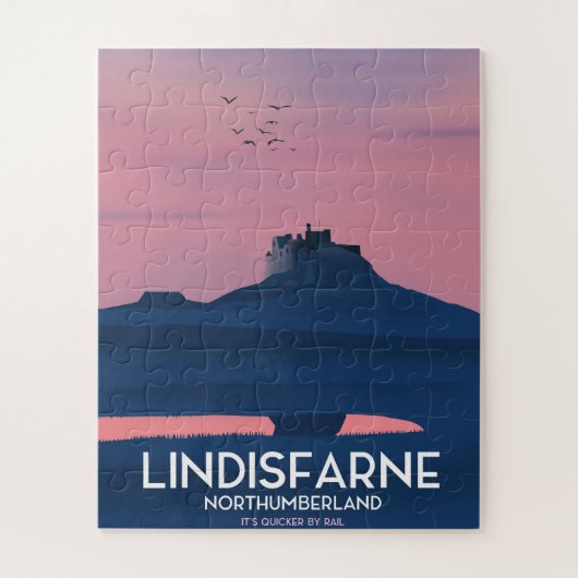 リンスファーンNorthumberland城旅行ポスター。 ジグソーパズル (縦)