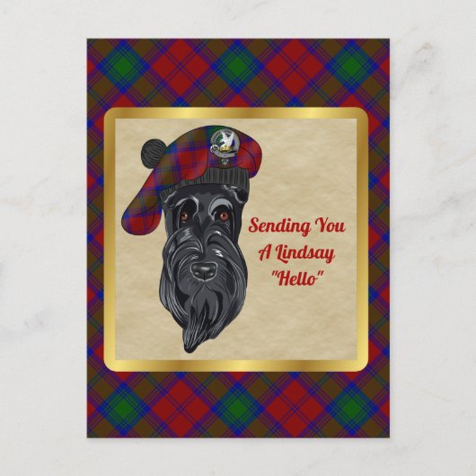 リンゼイクランバッジ&タータンチェックはがき ポストカード (正面)
