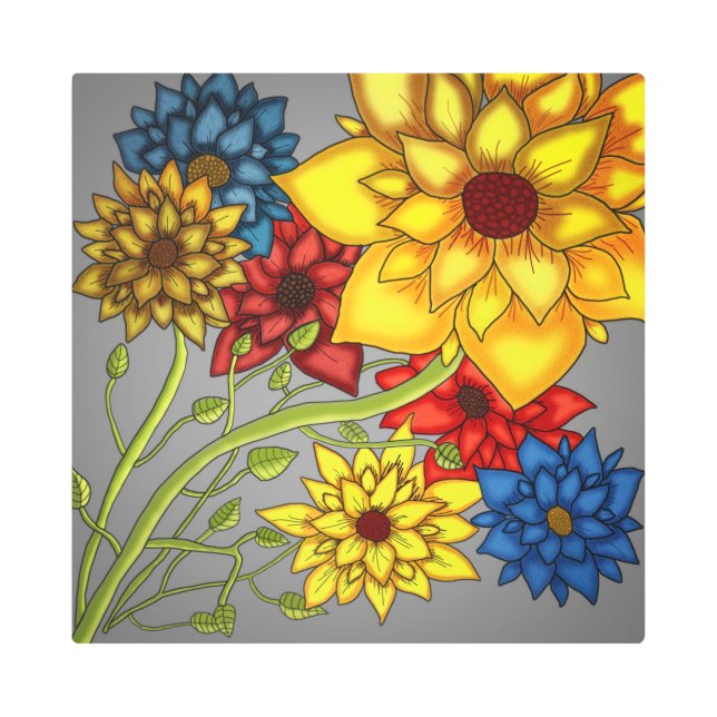 リンダの花 メタルプリント (正面)