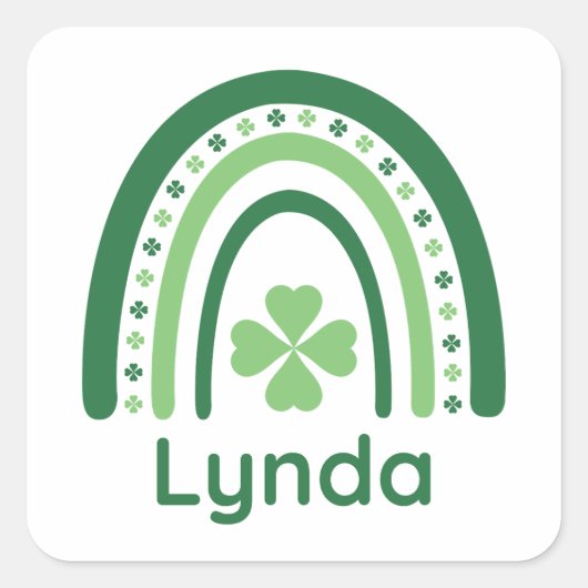 リンダネームクローバーボホーレインボー スクエアシール (正面)