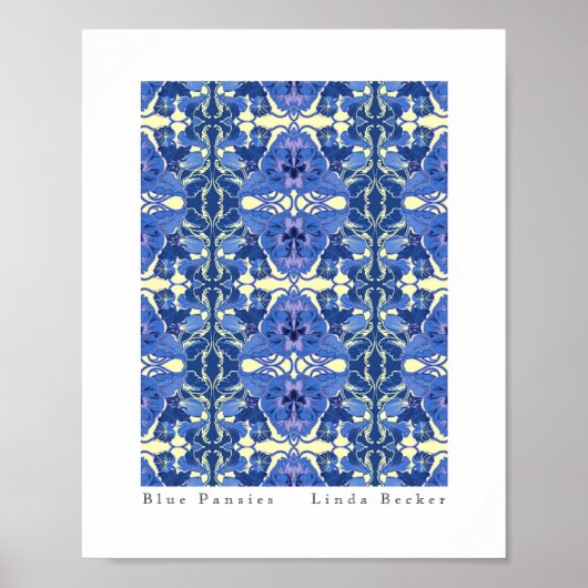 リンダ・ベッカーのポスターによるブルーパンジー・アート ポスター (正面)