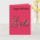 リンダ、名前、ロゴ、ハッピーバースデーカード カード (黄色い花)