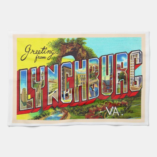リンチバーグバージニアヴィンテージ大レターはがき キッチンタオル (横)